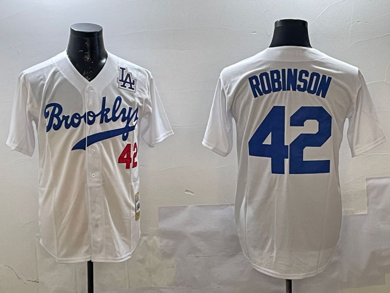 Men Los Angeles Dodgers #42 Robinson White Throwback Game 2025 Nike MLB Jersey style 4